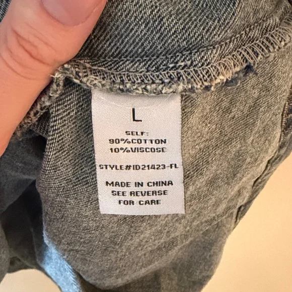 Baltic Born Gretchen Babydoll Long Sleeve Denim Mini Dress Size Large Western - Picture 8 of 11